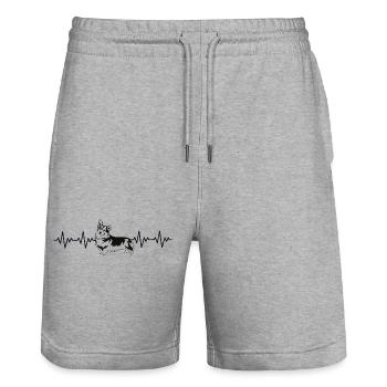 Corgi EKG Herzschlag - Stanley/Stella Unisex Bio Joggingshorts Trainer  - Grau meliert - Vorne - Nik (191cm) & Marisol (170cm)