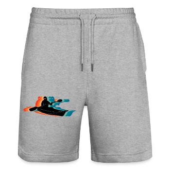 Retro Kayaking Silhouette Colorful Paddling - Stanley/Stella Trainer Unisex Organic Jogging Shorts - heather grey - Front - Nik (191cm) & Marisol (170cm)