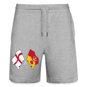 Hampshire & England Crossed - Stanley/Stella Trainer Unisex Organic Jogging Shorts - heather grey - Front - Nik (191cm) & Marisol (170cm)