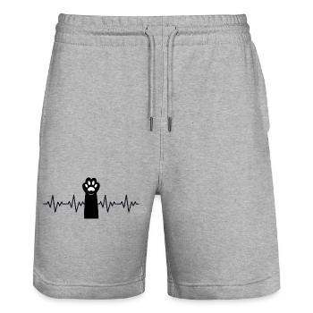 rythme cardiaque ECG de la patte de chat - Short de jogging bio TRAINER Stanley/Stella unisexe - gris chiné - Devant - Nik (191cm) & Marisol (170cm)