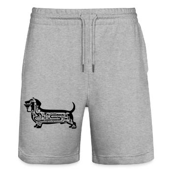 dackel verdauung hund kunst  - Stanley/Stella Unisex Bio Joggingshorts Trainer  - Grau meliert - Vorne - Nik (191cm) & Marisol (170cm)