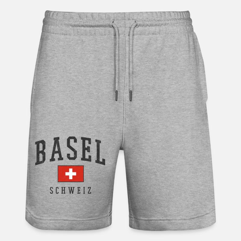 Bâle Suisse Design avec drapeau - Short de jogging bio TRAINER Stanley/Stella unisexe - gris chiné