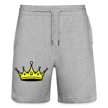 Crown Royal King - Stanley/Stella Trainer Unisex Organic Jogging Shorts - heather grey - Front - Nik (191cm) & Marisol (170cm)