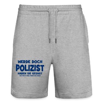 Werde doch Polizist haben sie gesagt - Das macht S - Stanley/Stella Unisex Bio Joggingshorts Trainer  - Grau meliert - Vorne - Nik (191cm) & Marisol (170cm)
