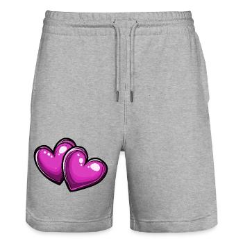Herzen Liebe Symbol - Stanley/Stella Unisex Bio Joggingshorts Trainer  - Grau meliert - Vorne - Nik (191cm) & Marisol (170cm)
