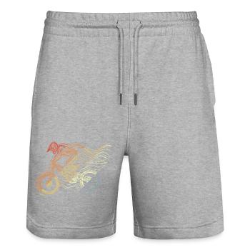 Mountainbiker Retro Stil - Stanley/Stella Unisex Bio Joggingshorts Trainer  - Grau meliert - Vorne - Nik (191cm) & Marisol (170cm)