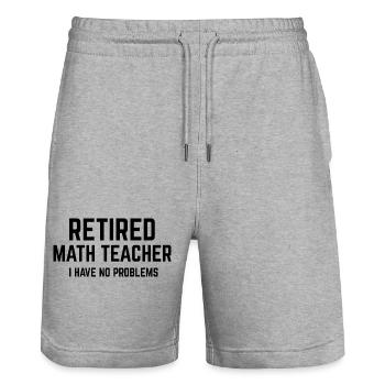Math Teacher Retired Retirement Mathematics - Stanley/Stella Trainer Unisex Organic Jogging Shorts - heather grey - Front - Nik (191cm) & Marisol (170cm)