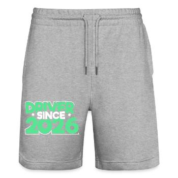 Führerschein 2026 Fahrprüfung Führerscheinprüfung - Stanley/Stella Unisex Bio Joggingshorts Trainer  - Grau meliert - Vorne - Nik (191cm) & Marisol (170cm)