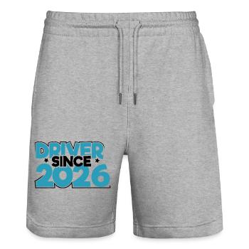 Driving License 2026 Driving Test Driving License Test - Stanley/Stella Trainer Unisex Organic Jogging Shorts - heather grey - Front - Nik (191cm) & Marisol (170cm)