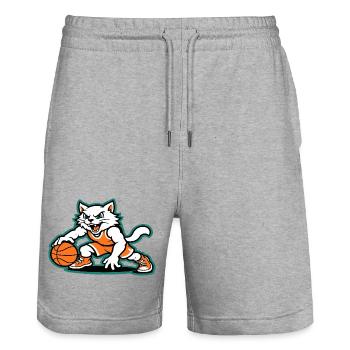 Basket-ball Cat Dunk - Short de jogging bio TRAINER Stanley/Stella unisexe - gris chiné - Devant - Nik (191cm) & Marisol (170cm)