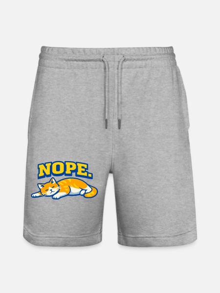 Nope Sleeping Cat Lazy Mood Design - Stanley/Stella Trainer Unisex Organic Jogging Shorts - heather grey