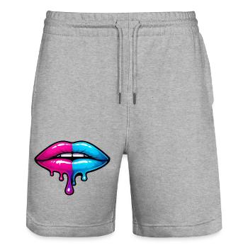 Split Neon Lip Melt - Stanley/Stella Unisex Bio Joggingshorts Trainer  - Grau meliert - Vorne - Nik (191cm) & Marisol (170cm)