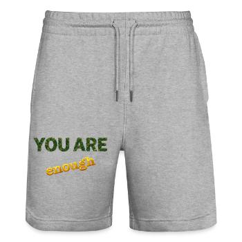 You are enough - Stanley/Stella Unisex Bio Joggingshorts Trainer  - Grau meliert - Vorne - Nik (191cm) & Marisol (170cm)