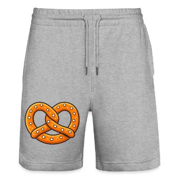 Orange Pretzel Illustration - Stanley/Stella Trainer Unisex Organic Jogging Shorts - heather grey - Front - Nik (191cm) & Marisol (170cm)