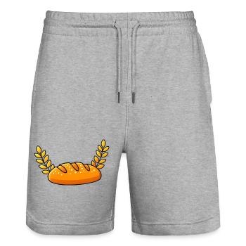 Goldener Brotleib mit Weizenzweigen - Stanley/Stella Unisex Bio Joggingshorts Trainer  - Grau meliert - Vorne - Nik (191cm) & Marisol (170cm)