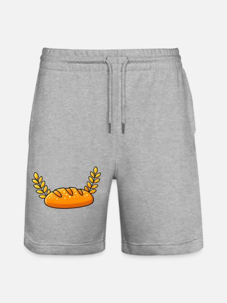 Goldener Brotleib mit Weizenzweigen - Stanley/Stella Unisex Bio Joggingshorts Trainer - Grau meliert