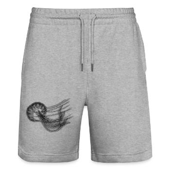 Mystère océanique – Art de la méduse noir et blanc - Short de jogging bio TRAINER Stanley/Stella unisexe - gris chiné - Devant - Nik (191cm) & Marisol (170cm)