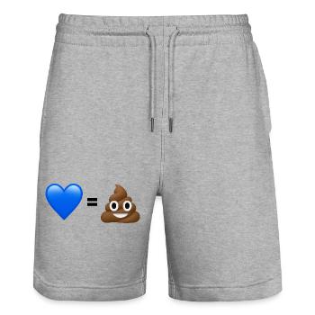 AfD ist Kacke - 💙 = 💩 (Bright Design) - Stanley/Stella Unisex Bio Joggingshorts Trainer  - Grau meliert - Vorne - Nik (191cm) & Marisol (170cm)