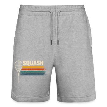 Vintage-Squash-Schläger-Liebhaber – lustige Sportarten - Stanley/Stella Unisex Bio Joggingshorts Trainer  - Grau meliert - Vorne - Nik (191cm) & Marisol (170cm)