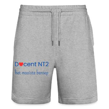 NT2-Lehrer: der beste Beruf - Stanley/Stella Unisex Bio Joggingshorts Trainer  - Grau meliert - Vorne - Nik (191cm) & Marisol (170cm)