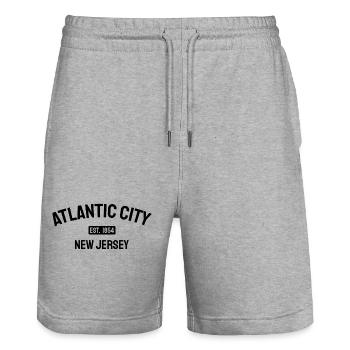 Atlantic City - Est. 1854 - New Jersey - USA - Stanley/Stella Unisex Bio Joggingshorts Trainer  - Grau meliert - Vorne - Nik (191cm) & Marisol (170cm)