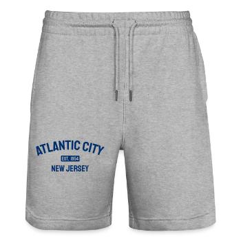 Atlantic City - Est. 1854 - New Jersey - USA - Stanley/Stella Unisex Bio Joggingshorts Trainer  - Grau meliert - Vorne - Nik (191cm) & Marisol (170cm)