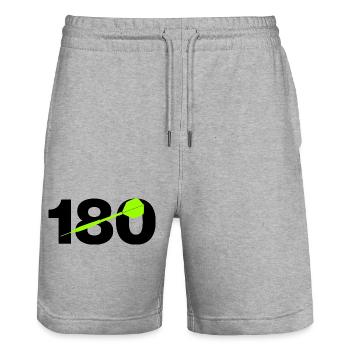 180 Triple 20 Perfektion! ONEHUNDRETEIGHTY, Darts - Stanley/Stella Unisex Bio Joggingshorts Trainer  - Grau meliert - Vorne - Nik (191cm) & Marisol (170cm)