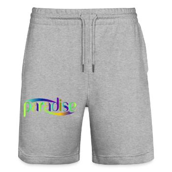 Conception du scénario Paradise Rainbow - Short de jogging bio TRAINER Stanley/Stella unisexe - gris chiné - Devant - Nik (191cm) & Marisol (170cm)