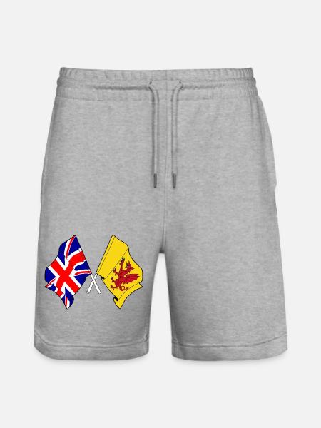 Somerset + Great Britain crossed - Stanley/Stella Trainer Unisex Organic Jogging Shorts - heather grey