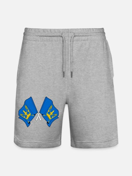 Suffolk Flags Crossed - Stanley/Stella Trainer Unisex Organic Jogging Shorts - heather grey