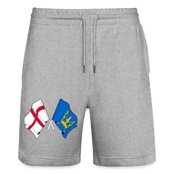 Suffolk & England kreuzte Flaggen - Stanley/Stella Unisex Bio Joggingshorts Trainer  - Grau meliert - Vorne - Nik (191cm) & Marisol (170cm)