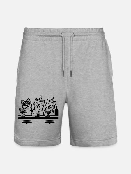 Party Cats Hangover Bar Drinking - Stanley/Stella Trainer Unisex Organic Jogging Shorts - heather grey
