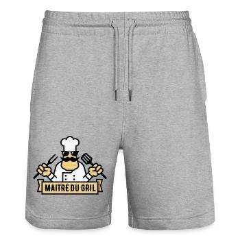 Grill Master (Grill / BBQ / BBQ / 3C) - Stanley/Stella Trainer Unisex Organic Jogging Shorts - heather grey - Front - Nik (191cm) & Marisol (170cm)