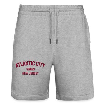 Atlantic City - Est. 1854 - New Jersey - USA - Stanley/Stella Unisex Bio Joggingshorts Trainer  - Grau meliert - Vorne - Nik (191cm) & Marisol (170cm)