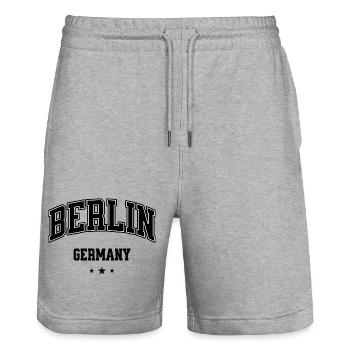 Berlin Arch Collegiate Logo - Stanley/Stella Unisex Bio Joggingshorts Trainer  - Grau meliert - Vorne - Nik (191cm) & Marisol (170cm)
