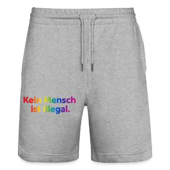 Rainbow Botschaft Kleidung - Stanley/Stella Unisex Bio Joggingshorts Trainer  - Grau meliert - Vorne - Nik (191cm) & Marisol (170cm)