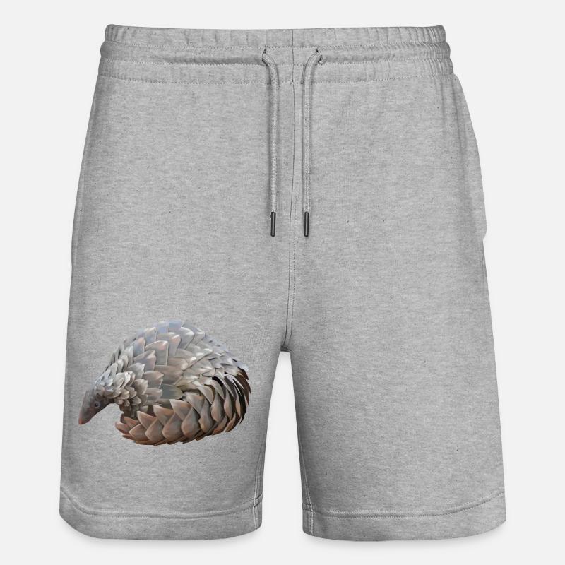 Handgezeichnete Pangolin - Stanley/Stella Unisex Bio Joggingshorts Trainer  - Grau meliert