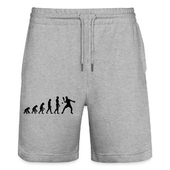 Padel Evolution, Vom Affen zum Padel Ass - Stanley/Stella Unisex Bio Joggingshorts Trainer  - Grau meliert - Vorne - Nik (191cm) & Marisol (170cm)