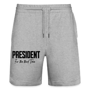 President for the third time in the USA - Stanley/Stella Trainer Unisex Organic Jogging Shorts - heather grey - Front - Nik (191cm) & Marisol (170cm)