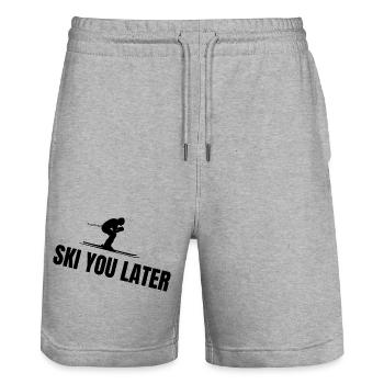 SKI YOU LATER – Funny ski saying - Stanley/Stella Trainer Unisex Organic Jogging Shorts - heather grey - Front - Nik (191cm) & Marisol (170cm)