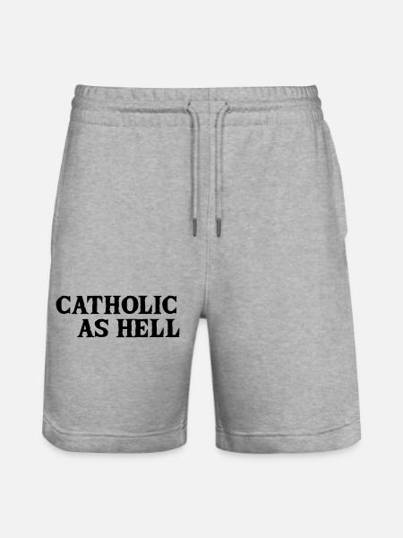 catholic as hell - Stanley/Stella Unisex Bio Joggingshorts Trainer - Grau meliert