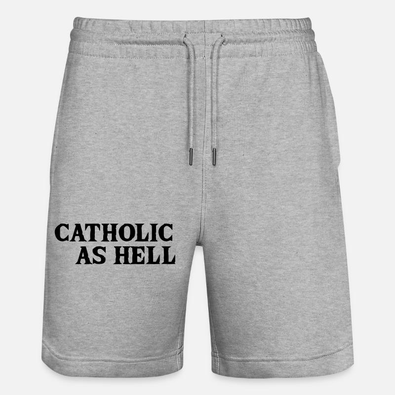 catholic as hell - Stanley/Stella Unisex Bio Joggingshorts Trainer  - Grau meliert