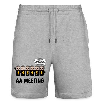 AA Meeting - Funny Anonymous Alcoholics T-Shirt - Stanley/Stella Unisex Bio Joggingshorts Trainer  - Grau meliert - Vorne - Nik (191cm) & Marisol (170cm)