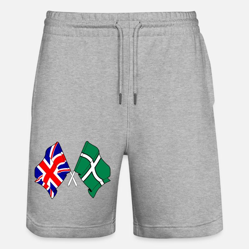 Devon & Great Britain Cross - Stanley/Stella Trainer Unisex Organic Jogging Shorts - heather grey