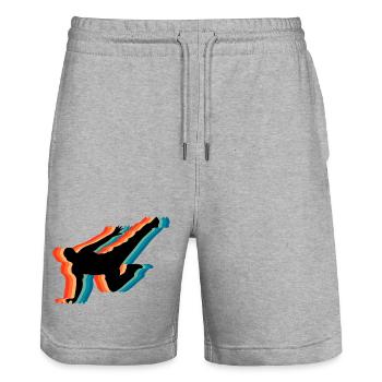 Parkour Heartbeat Pulse Retro Freerunning - Stanley/Stella Unisex Bio Joggingshorts Trainer  - Grau meliert - Vorne - Nik (191cm) & Marisol (170cm)