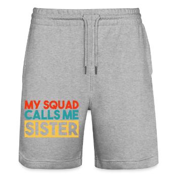 My Squad Calls Me Sister Retro Vintage Slogan - Stanley/Stella Trainer Unisex Organic Jogging Shorts - heather grey - Front - Nik (191cm) & Marisol (170cm)