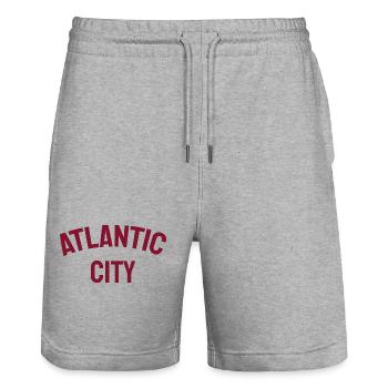 Atlantic City - Est. 1854 - New Jersey - USA - Stanley/Stella Unisex Bio Joggingshorts Trainer  - Grau meliert - Vorne - Nik (191cm) & Marisol (170cm)