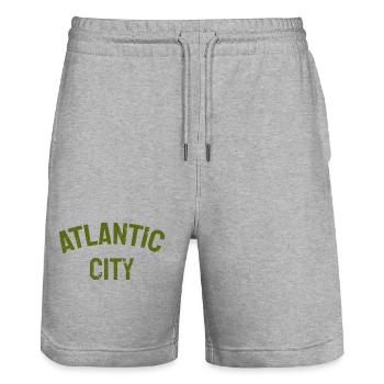 Atlantic City - Est. 1854 - New Jersey - USA - Stanley/Stella Unisex Bio Joggingshorts Trainer  - Grau meliert - Vorne - Nik (191cm) & Marisol (170cm)