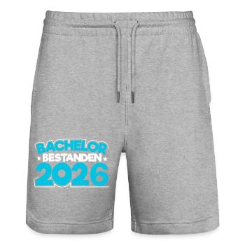 Bachelor 2026 Graduation Graduation - Stanley/Stella Trainer Unisex Organic Jogging Shorts - heather grey - Front - Nik (191cm) & Marisol (170cm)