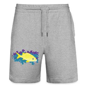 Gelber Corocoro – Haemulon flavolineatum - Stanley/Stella Unisex Bio Joggingshorts Trainer  - Grau meliert - Vorne - Nik (191cm) & Marisol (170cm)